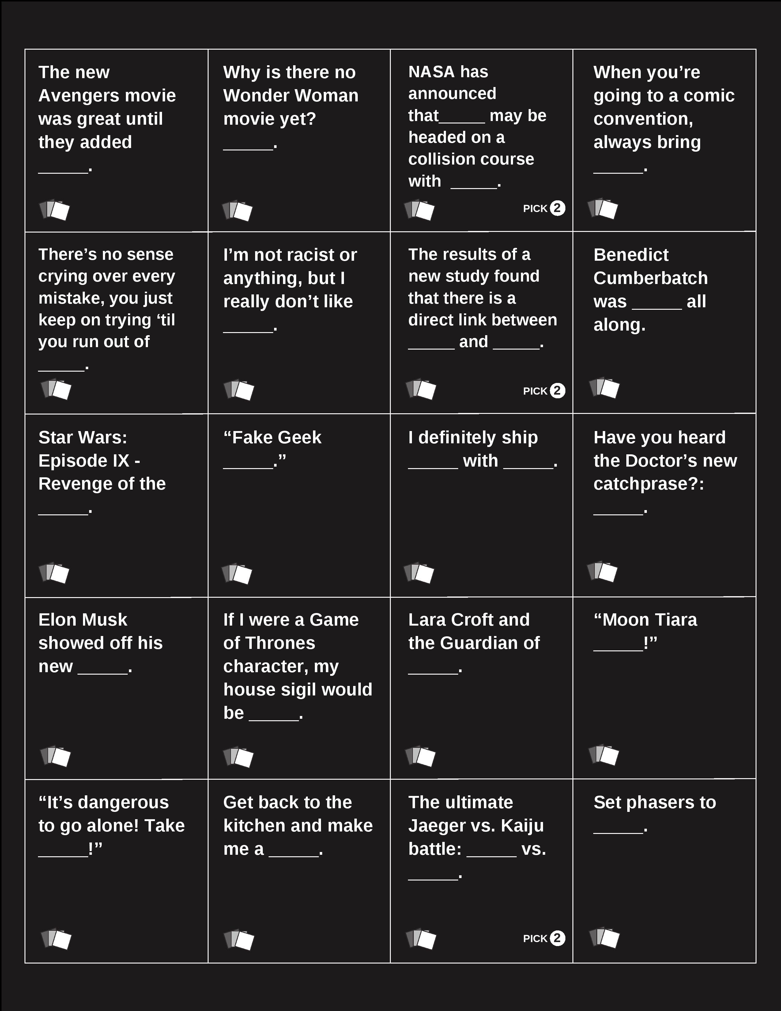 free cards against humanity printable